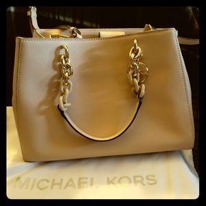Michael Kors pink Cynthia Saffiano Leather Satchel